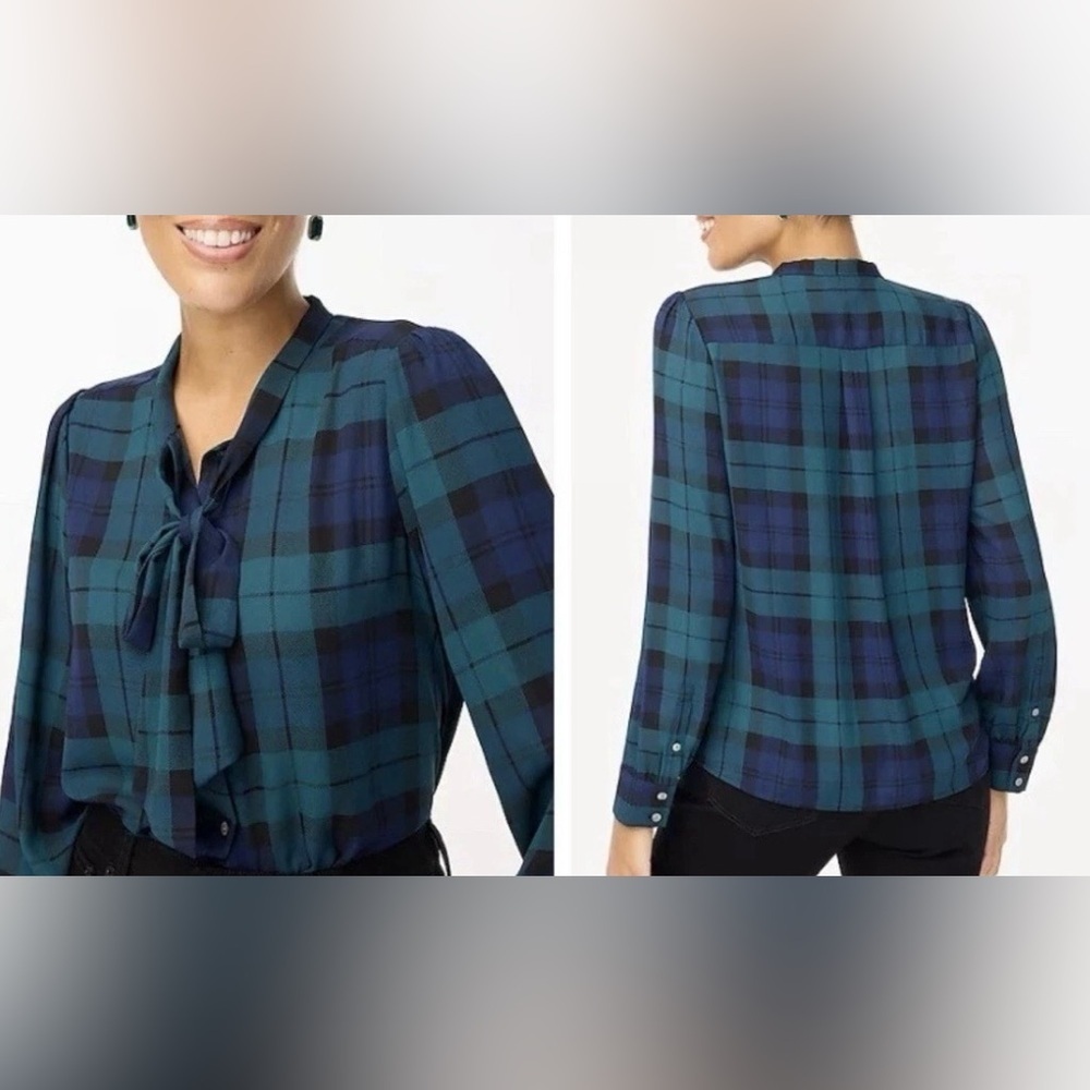 J Crew Women’s Tartan Blouse With Tie XS - Picture 8 of 8